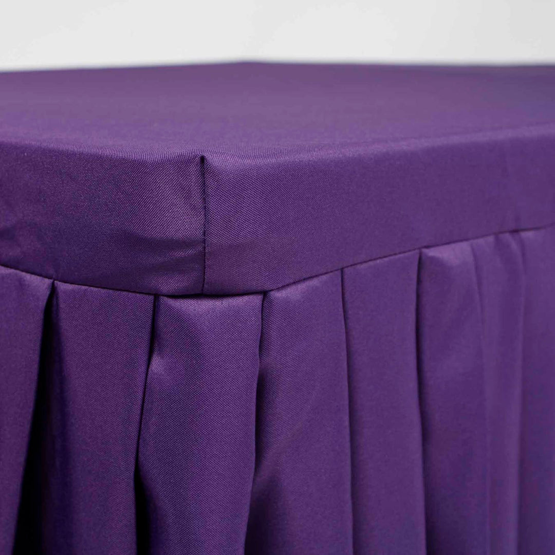 Purple Fitted Tablecloth with Pleated Table Skirting for 6ft Trestle Tables Side View