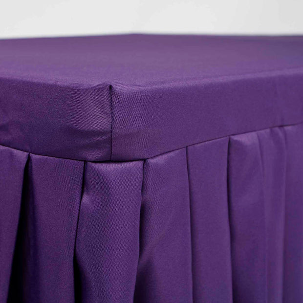 Purple Fitted Tablecloth with Pleated Table Skirting for 6ft Trestle Tables Side View