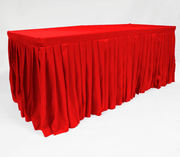 Red Fitted Tablecloth with Pleated Table Skirting for 6ft Trestle Tables