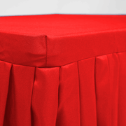 Red Fitted Tablecloth with Pleated Table Skirting for 6ft Trestle Tables Close Up