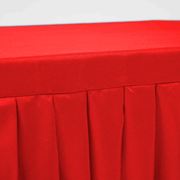 Red Fitted Tablecloth with Pleated Table Skirting for 6ft Trestle Tables Close Up 2