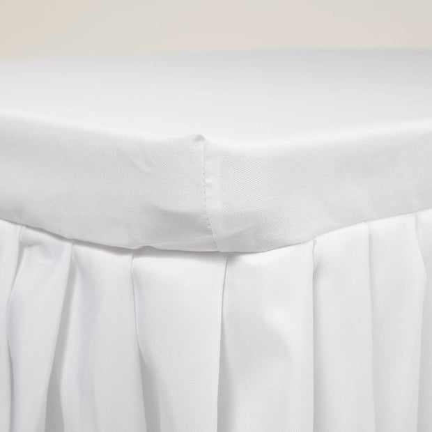 White Fitted Tablecloth with Pleated Table Skirting for 6ft Trestle Tables Side View