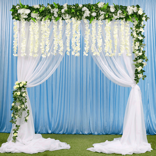 Hanging Floral Garland Greenery Panels - White Wisteria and Rose