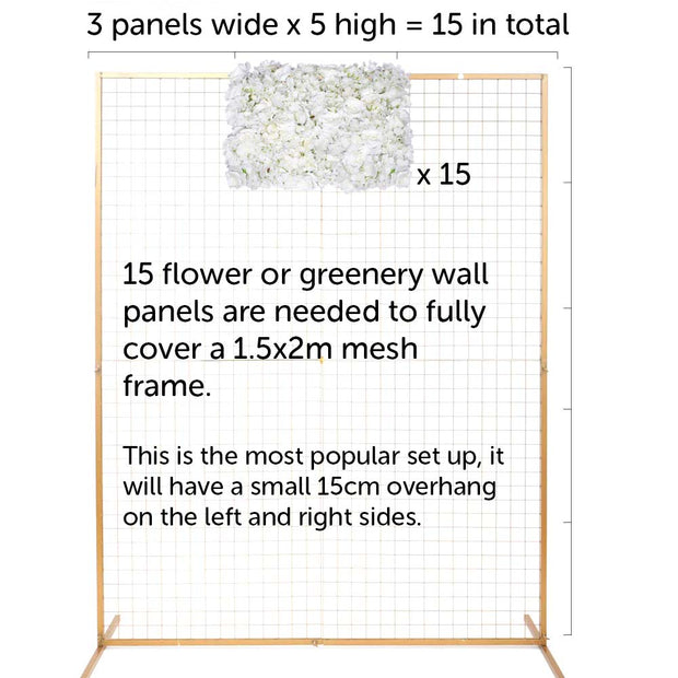 Flower Wall Mesh Frame - Square Edge - GOLD (2mx1.5m)