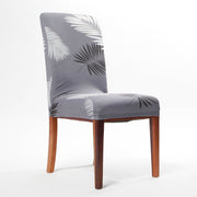 Lycra Dining Chair Covers (Toppers) - Grey With Palm Leaf Pattern