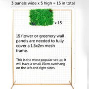 Greenery Wall - Box Hedge, Grass Shoots & Purple, Pink, White Flowers