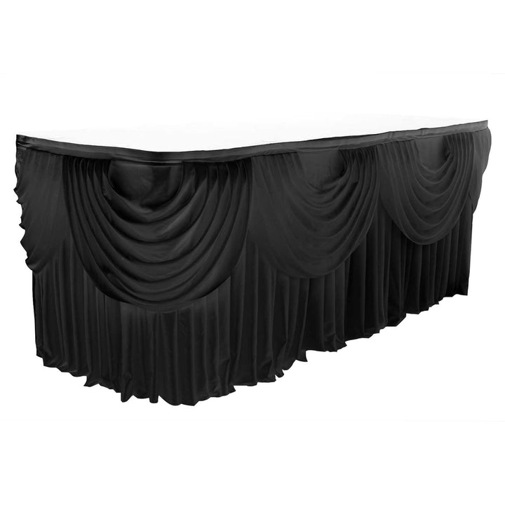 Black Ice Silk Satin Table Skirting (3m) + BONUS Clips