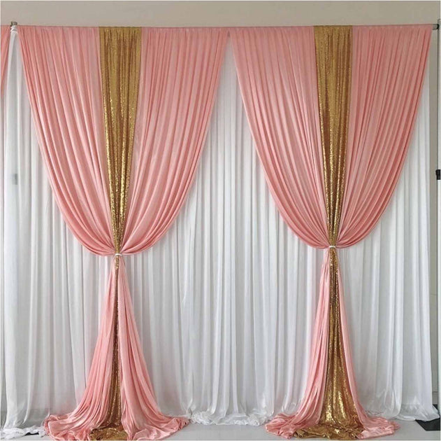Shop Ice Silk & Sequin Combo Backdrop Luna Wedding & Event Supplies