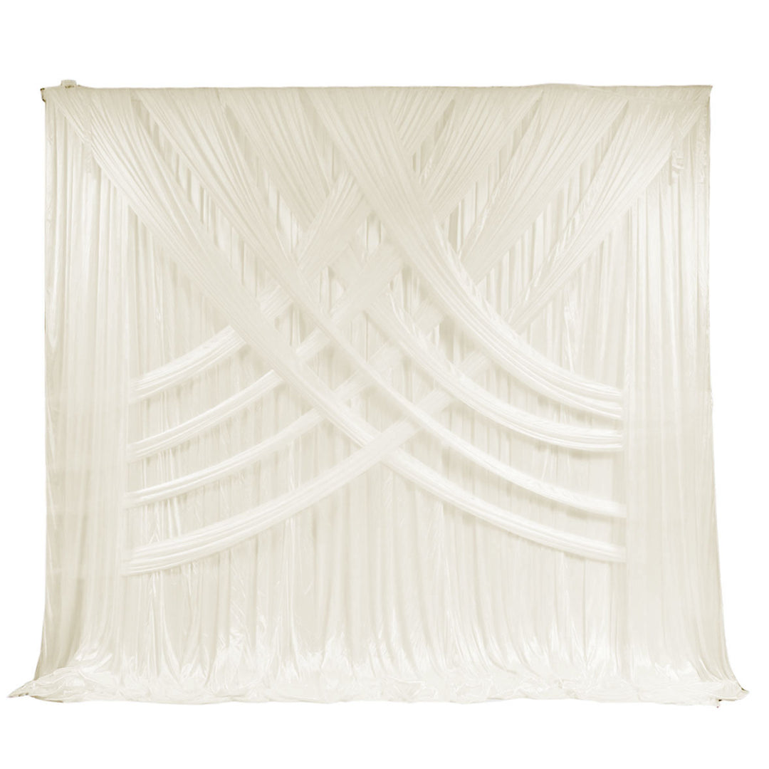 Ivory Ice Silk Satin CROSS DRAPE Backdrop - 3 meters length x 3 meters high