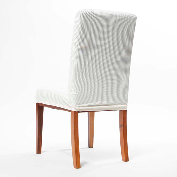 Lycra Dining Chair Covers (Toppers) - Jacquard Off White Back