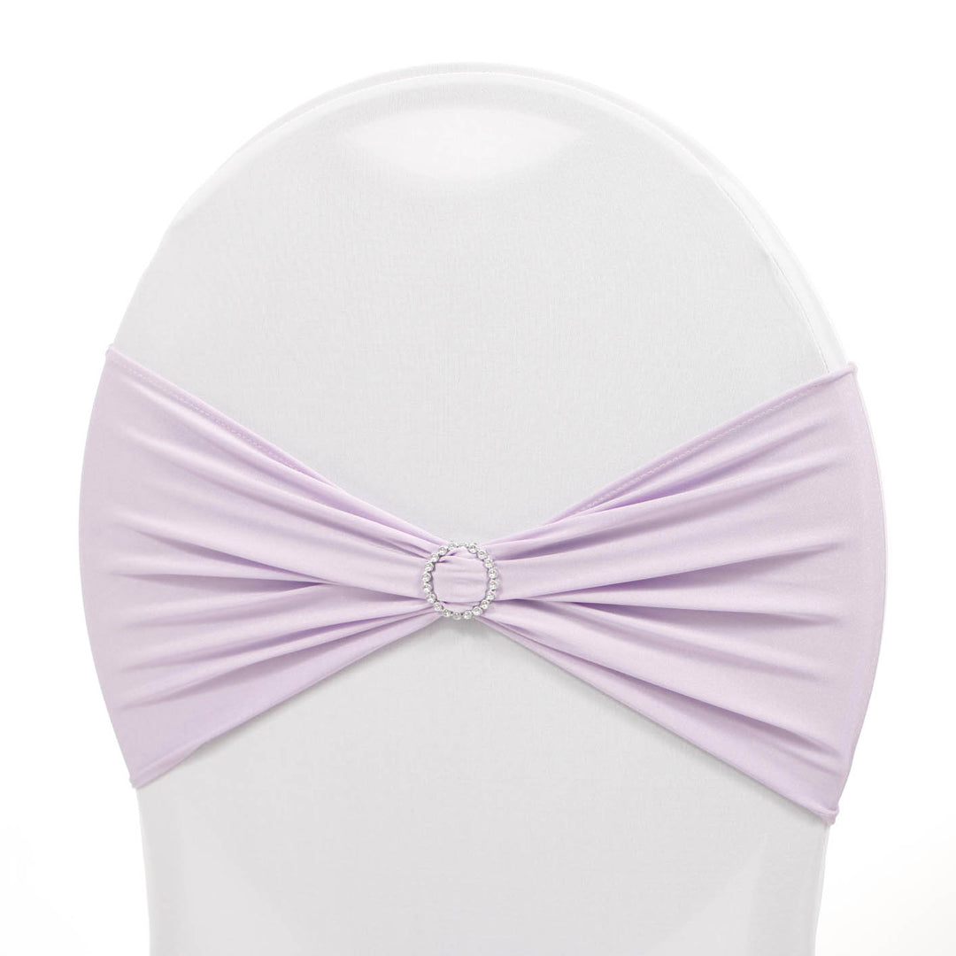 Lavender Lycra Chair Band With Diamante Buckle