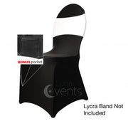 Black Lycra Chair Cover with White Lycra Chair Band