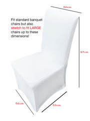 White Lycra Chair Covers dimensions (170gsm)