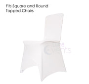 White Lycra Wedding Chair Covers Square Back (170gsm)