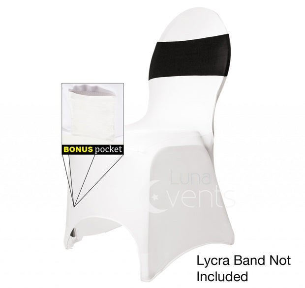 White Lycra Chair Cover with Black Lycra Chair Band