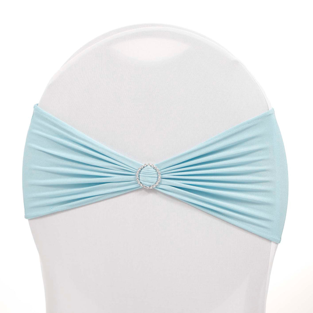 Light Blue Lycra Chair Band with Diamante Buckle