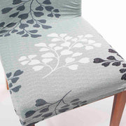 Lycra Dining Chair Covers (Toppers) - Light Green With Leaf Pattern Seat