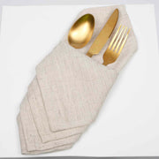 Natural Linen Napkin Rolled with Gold Cutlery