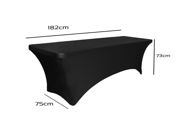 Black Lycra Fitted Tablecloth (6ft) Dimensions