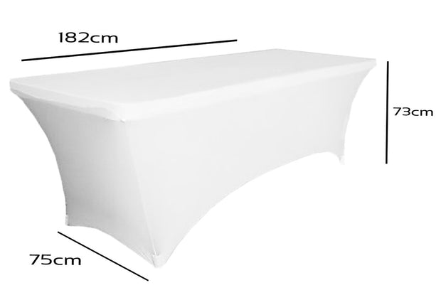 White Lycra Fitted Tablecloth (6ft) Dimensions
