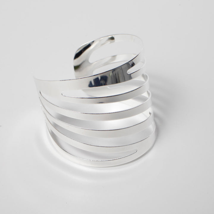 Silver Napkin Ring - Modern Linear Cut Out