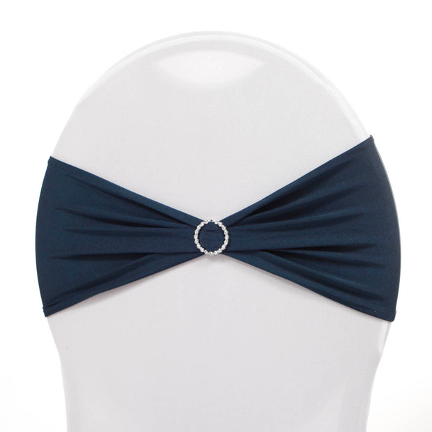 Navy Lycra Chair Band with Diamante Buckle 