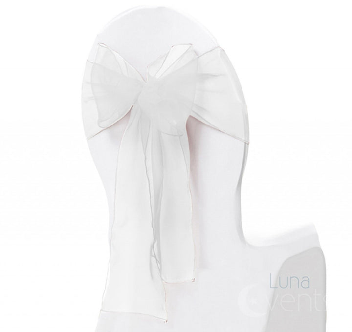 Organza Chair Sash oblique view - White