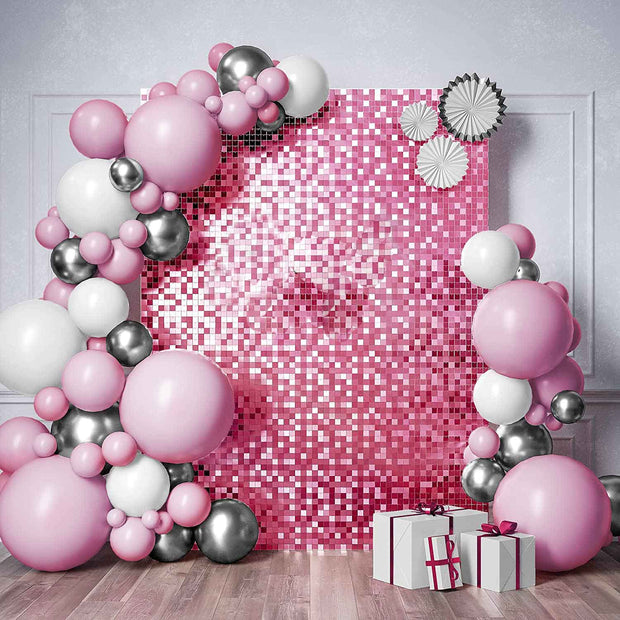 Sequin Shimmer Wall Backdrop Panels - Hot Pink