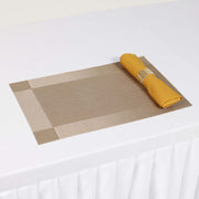 Woven PVC Placemat with Gold Napkin