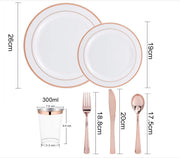 PLASTIC PLATE SET ROSE GOLD AND WHITE Contents