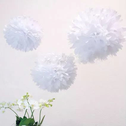 Paper Pom Poms - White (35cm)