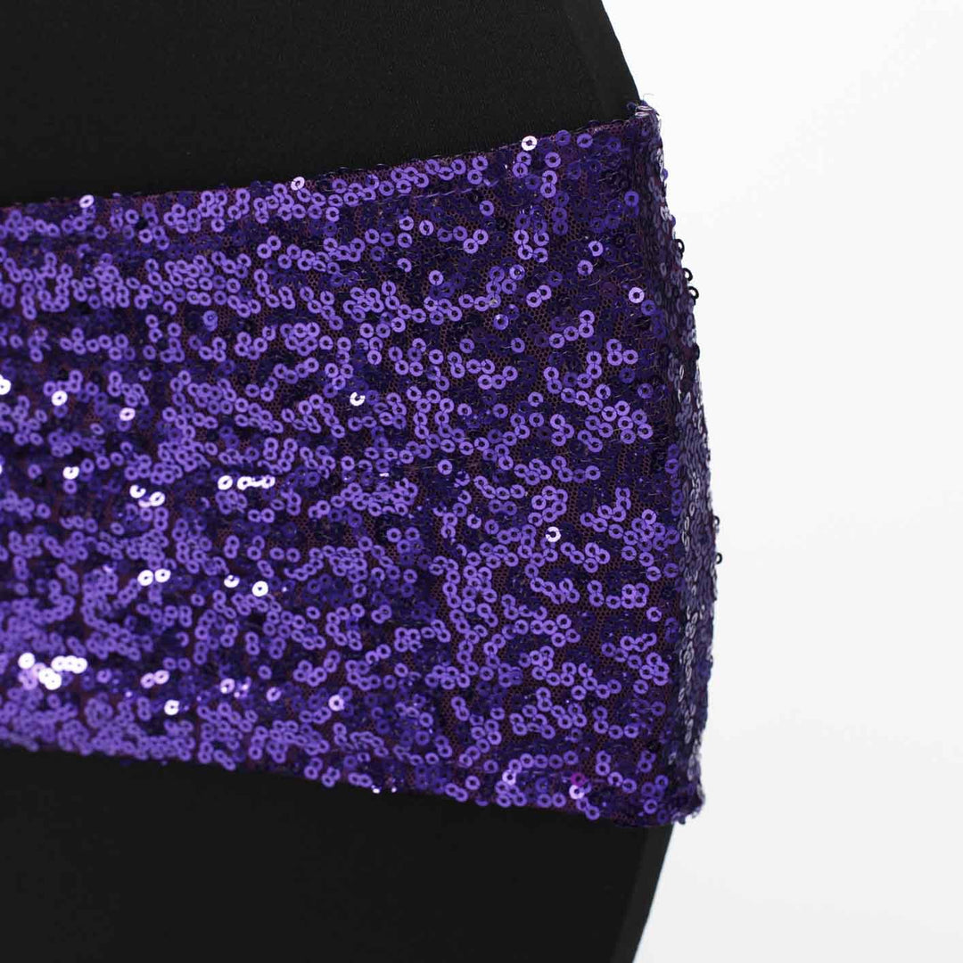 Purple Sequin Lycra Chair Band Sparkle Stretch