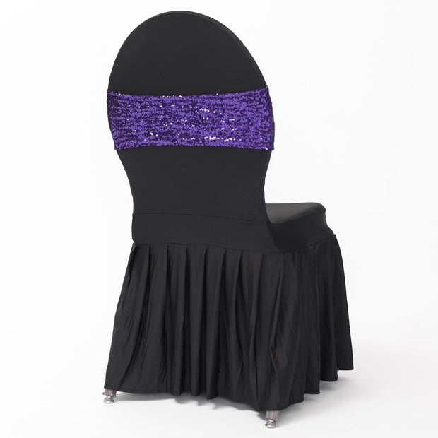 Purple Sequin Lycra Chair Band Sparkle Stretch