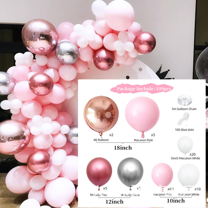 Pink balloon Garland Kit setup plus instructions 109 peices