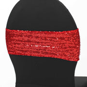 Red Sequin Lycra Chair Band Sparkle Stretch