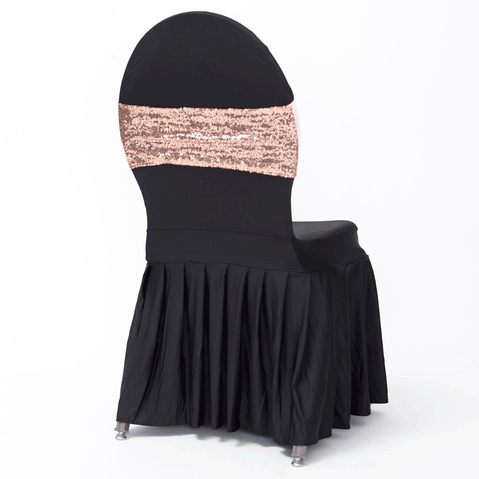 Sequin Lycra Chair Bands - Rose Gold