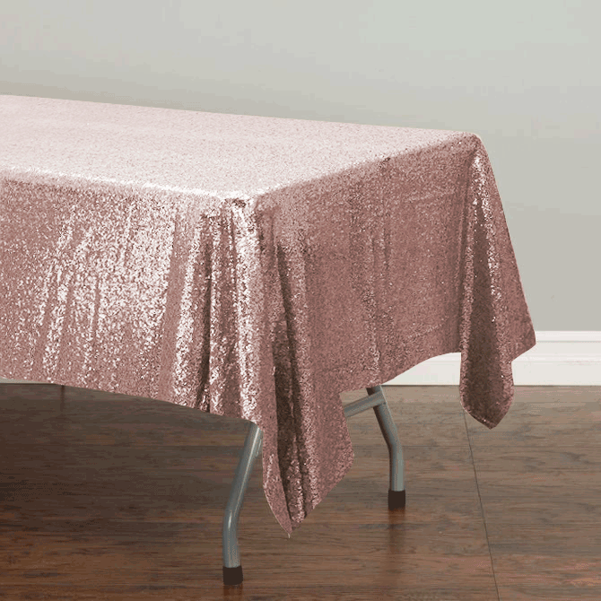 CLEARANCE Rose Gold Sequin Tablecloth 125x240cm