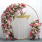Round Wedding Flower Mesh Frame - Gold (2m) With Decorations
