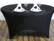 Black Round Lycra Fitted Tablecloth (6ft) In Setting