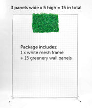 Rainforest Fern and Moss Greenery Wall + White Mesh Frame Freestanding COMBO - (2m x 1.5m) *BEST VALUE* Details 2