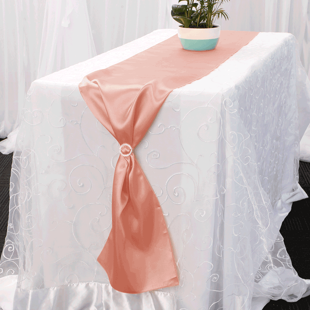 Satin Table Runners - Blush with optional buckle accessory