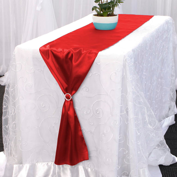 Satin Table Runners - Red With buckle accessory