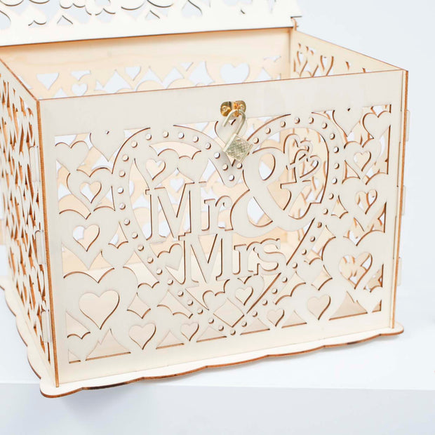 Wishing Well Wedding Card Box - Mr & Mrs Hearts
