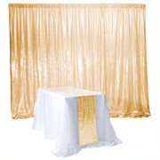 Antique Gold Sequin Backdrop Curtain 3m x 1.25m With Matching Runner