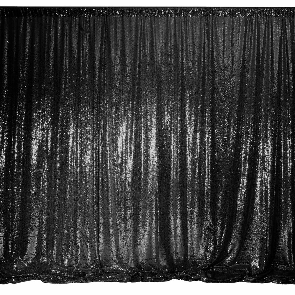 Black Sequin Backdrop Curtain 3m x 1.25m 3x Panels