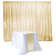 Champagne Gold Sequin Backdrop Curtain 3m x 1.25m With Runner