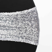 Silver Sequin Lycra Chair Band Sparkle Stretch
