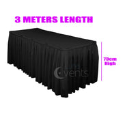Black Table Skirting (3m) + BONUS Clips Dimensions