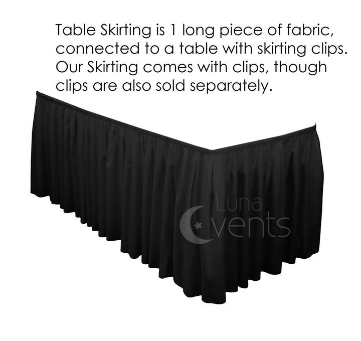 Black Table Skirting (3.7m) + BONUS Clips Design