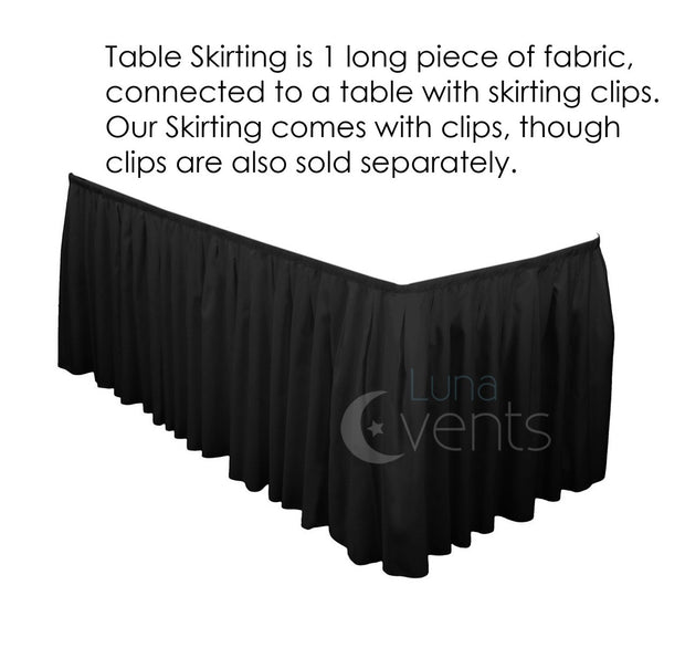 Black Table Skirting (3.7m) + BONUS Clips Design